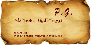 Páhoki Gyöngyi névjegykártya